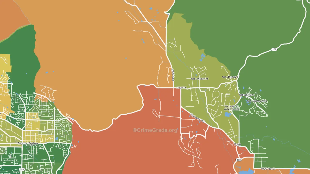 Liberty, UT Map of Robbery Rates