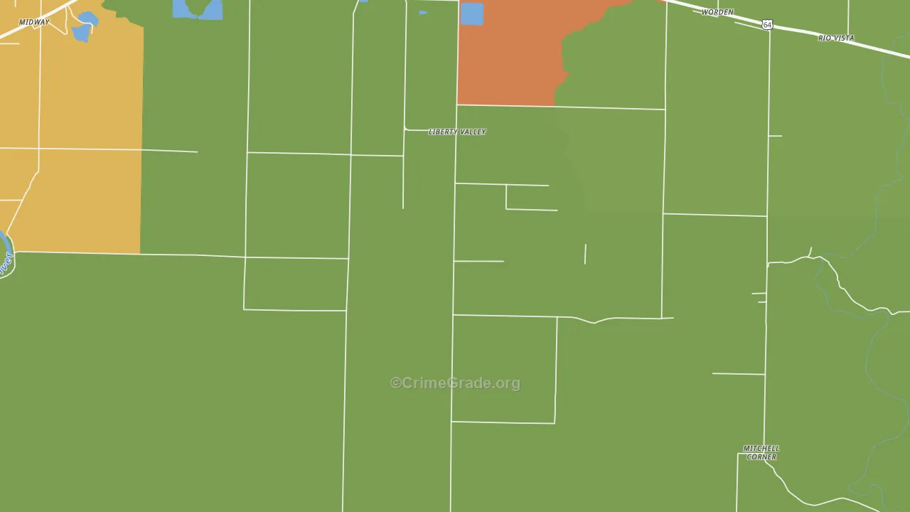 Liberty Valley, AR Map of Robbery Rates
