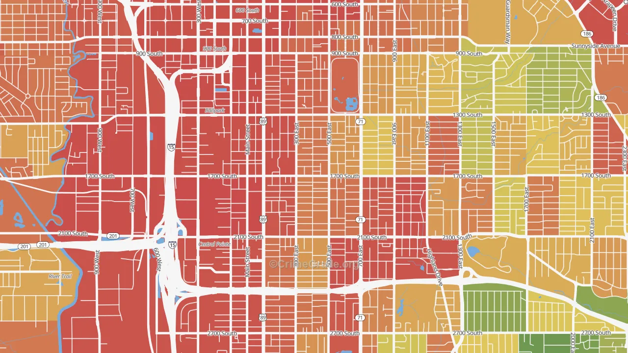 Liberty Wells, Salt Lake City, UT Map of Robbery Rates