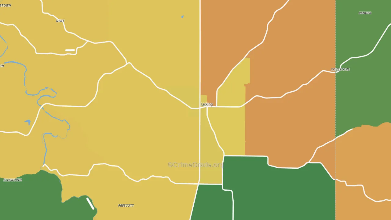 Licking, MO Map of Robbery Rates