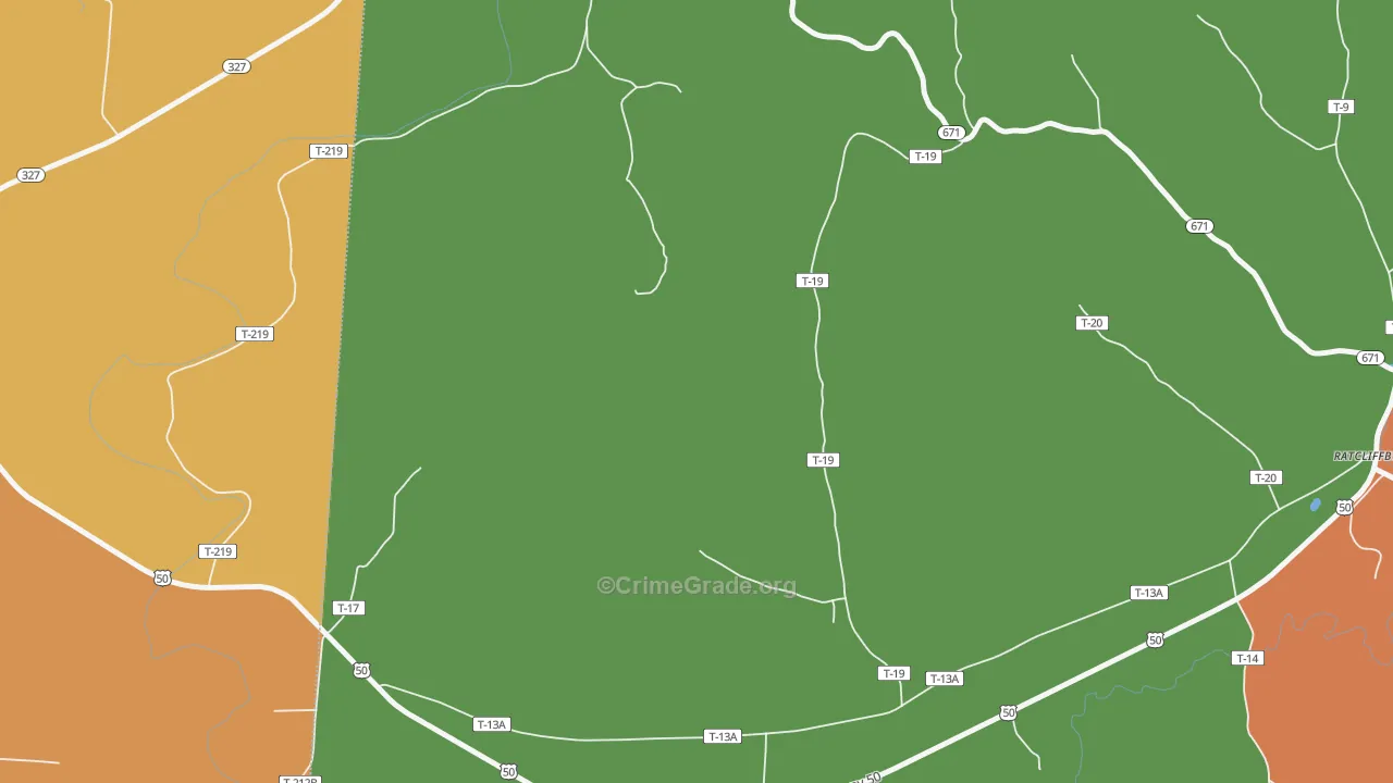 Lickskillet, OH Map of Robbery Rates
