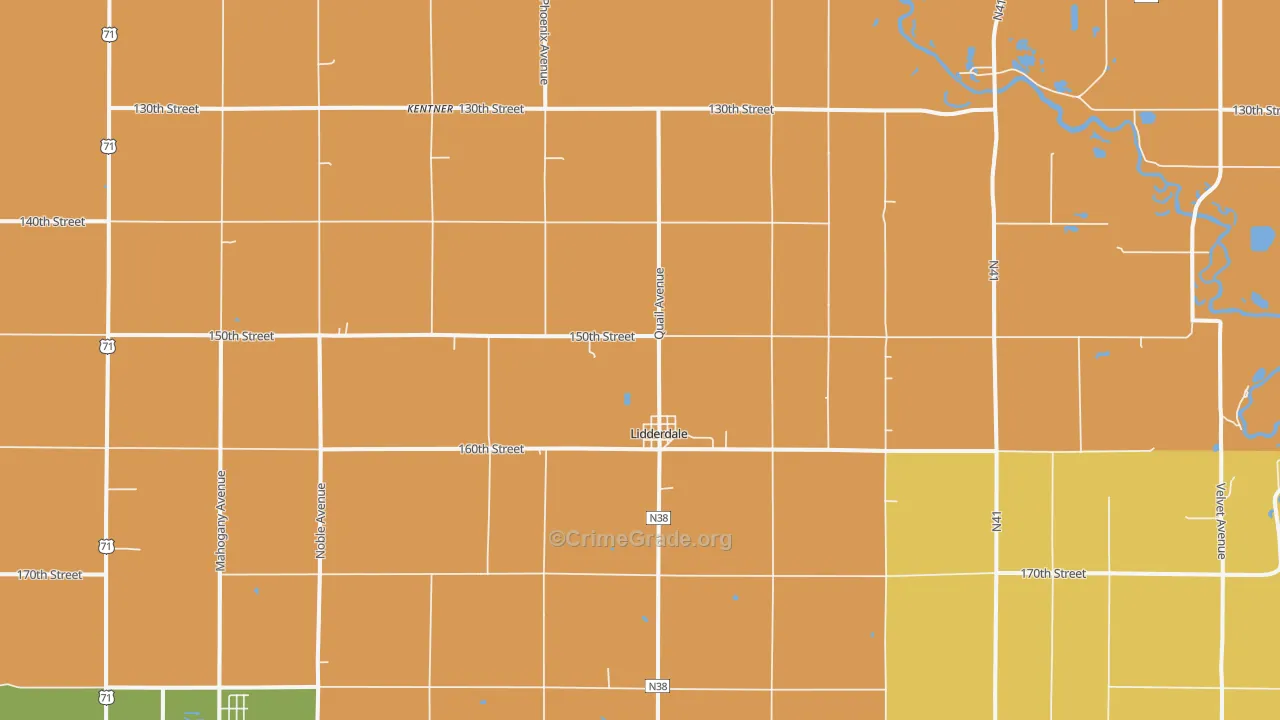 Lidderdale, IA Map of Robbery Rates