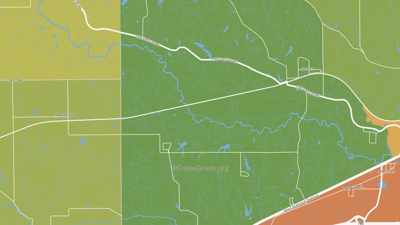 Liggett, IN Map of Robbery Rates