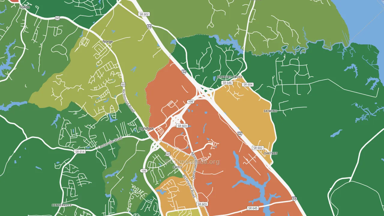 Lightfoot, VA Map of Robbery Rates