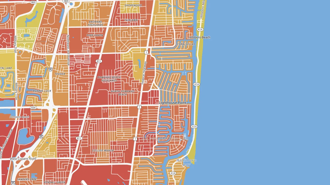 Lighthouse Point, FL Map of Robbery Rates