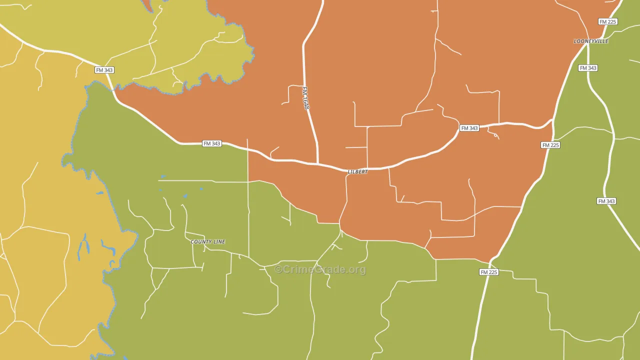 Lilbert, TX Map of Robbery Rates