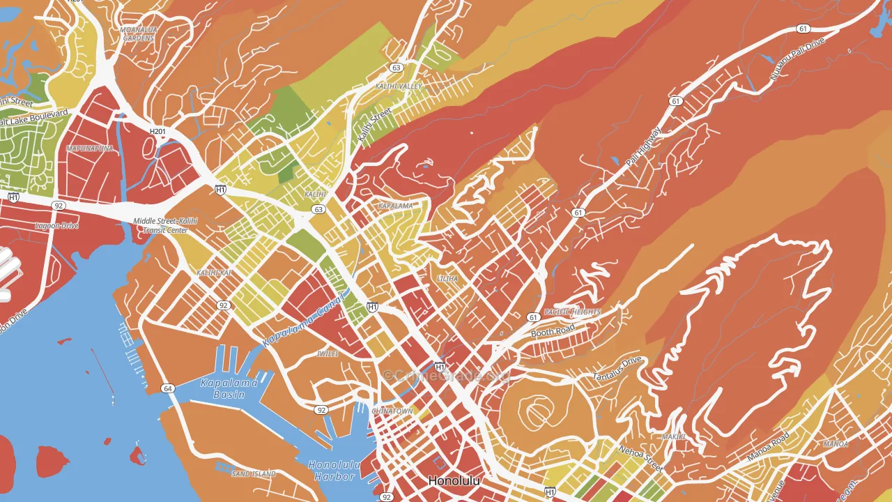 Liliha-Kapalama, Honolulu, HI Map of Robbery Rates