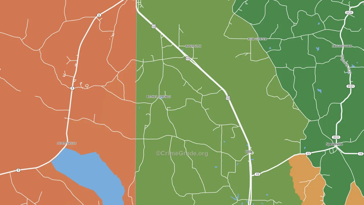 Lillie, LA Map of Robbery Rates