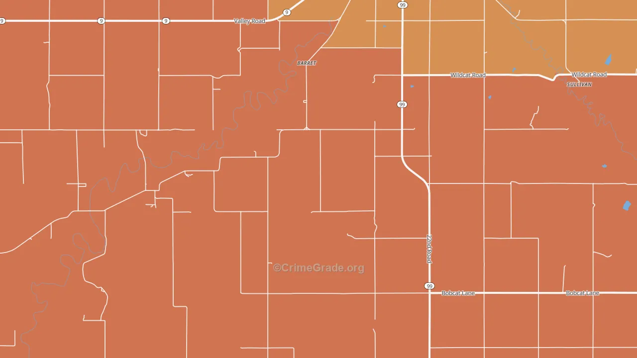 Lillis, KS Map of Robbery Rates