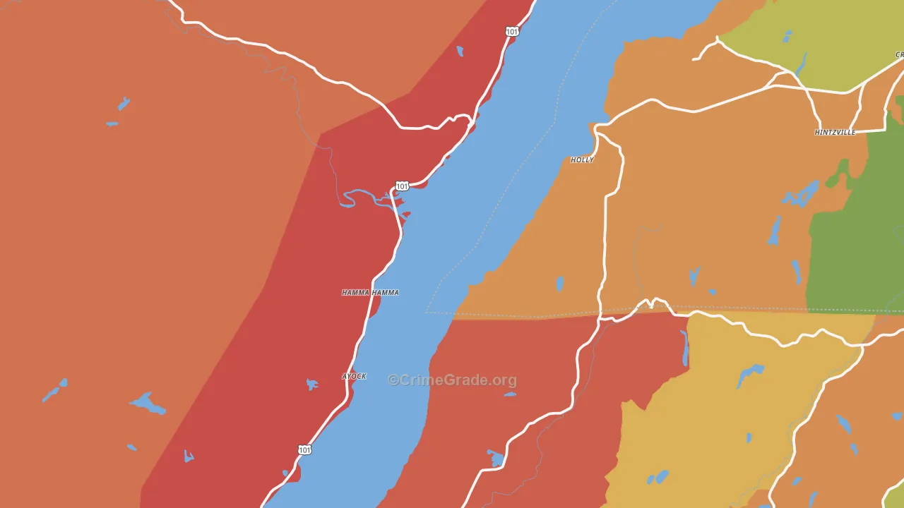 Lilliwaup, WA Map of Robbery Rates