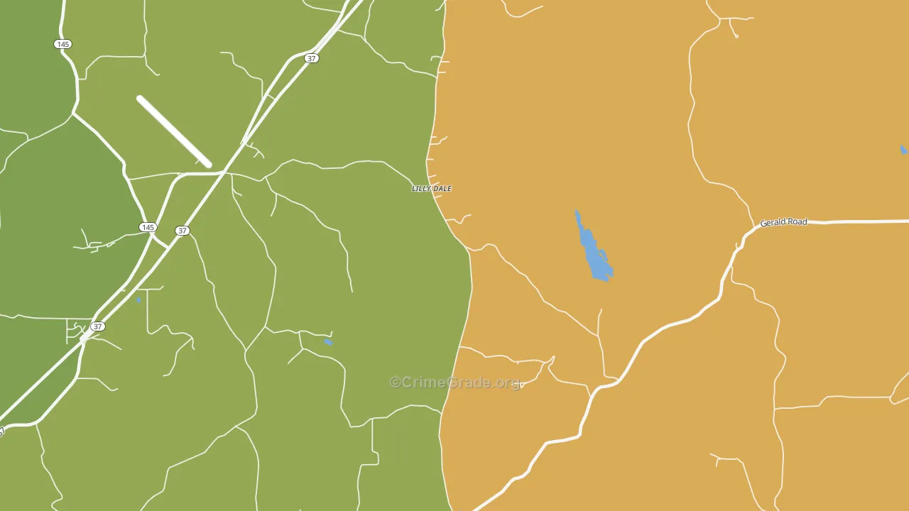 Lilly Dale, IN Map of Robbery Rates