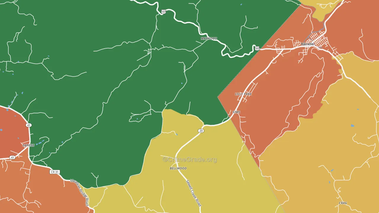 Lilly Park, WV Map of Robbery Rates