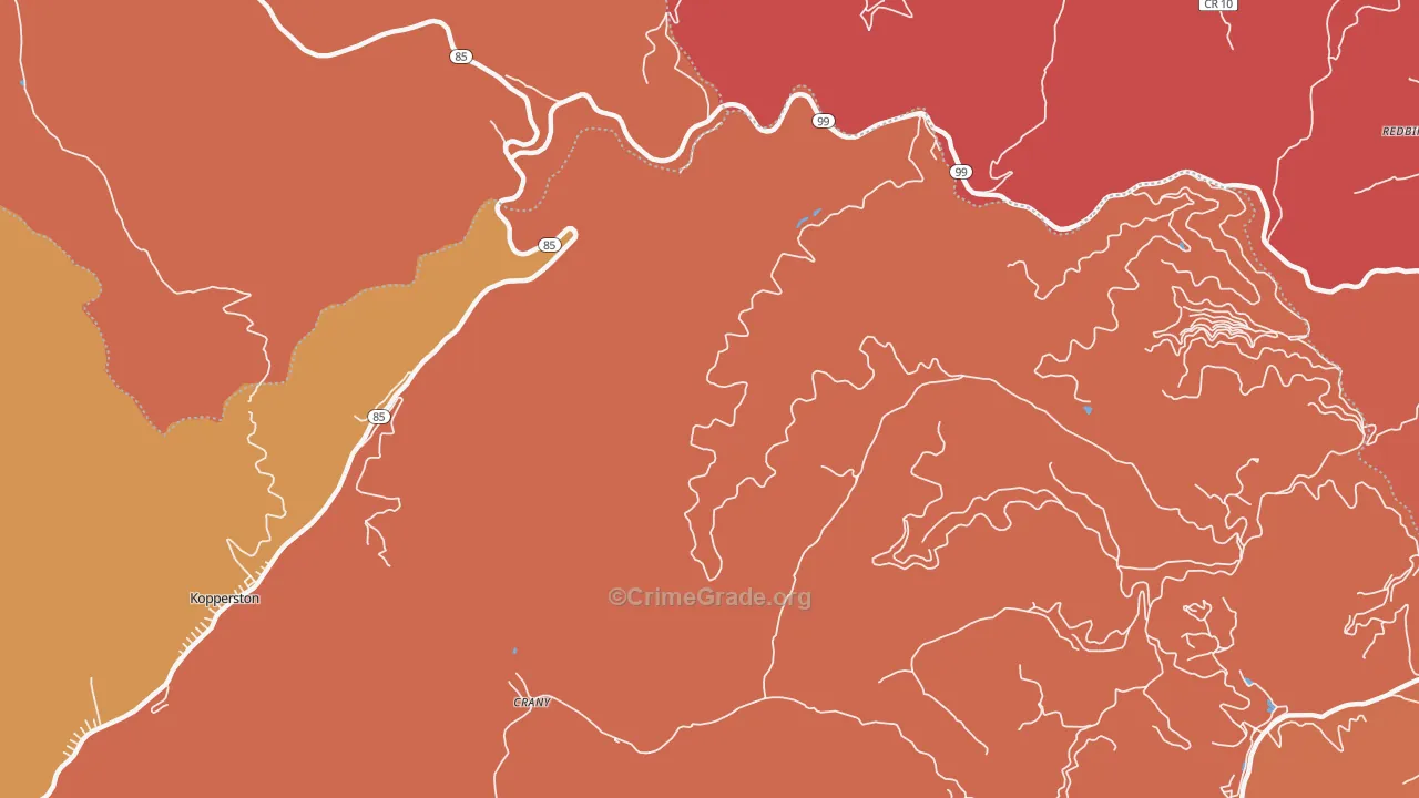 Lillyhaven, WV Map of Robbery Rates