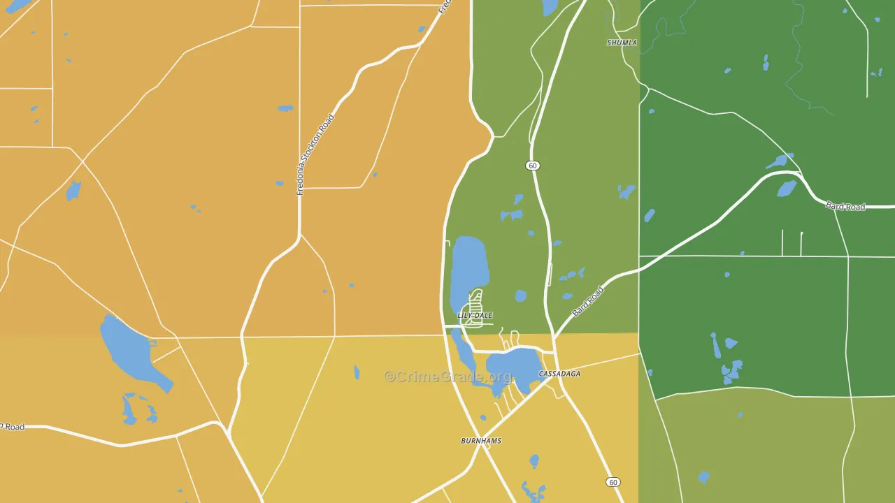 Lily Dale, NY Map of Robbery Rates