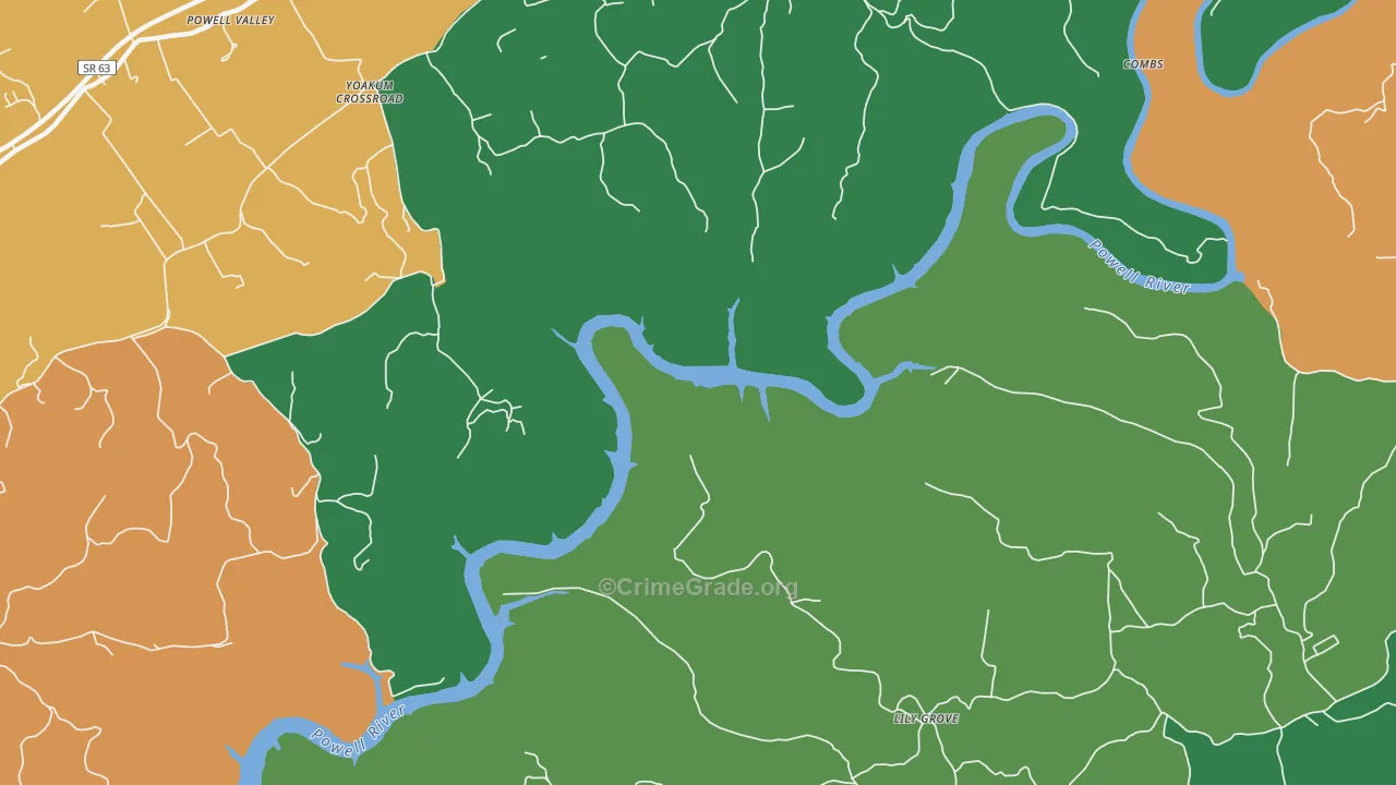 Lily Grove, TN Map of Robbery Rates