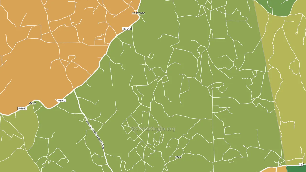 Lily Island, TX Map of Robbery Rates