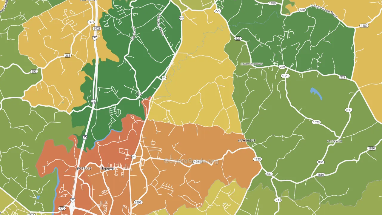 Lily, KY Map of Robbery Rates