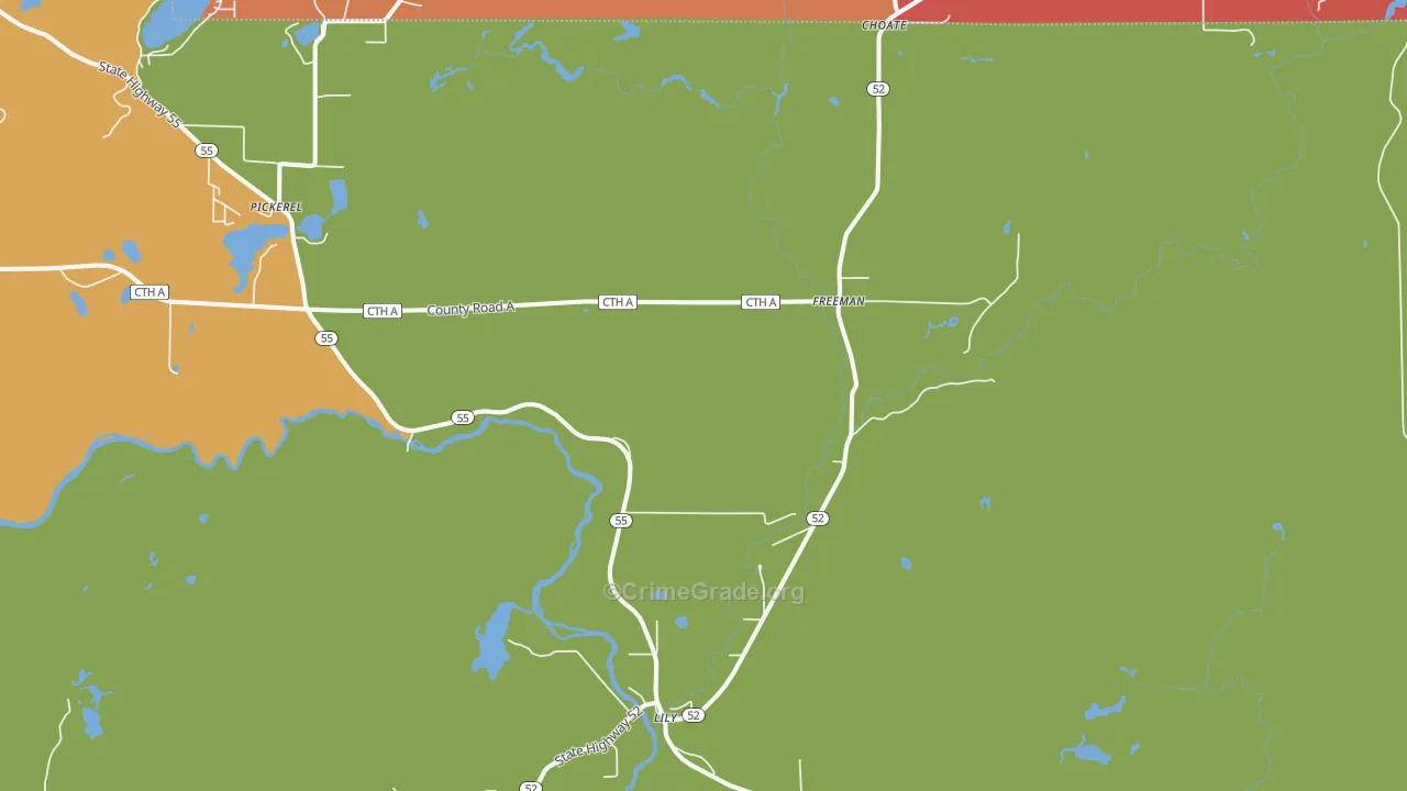Lily, WI Map of Robbery Rates