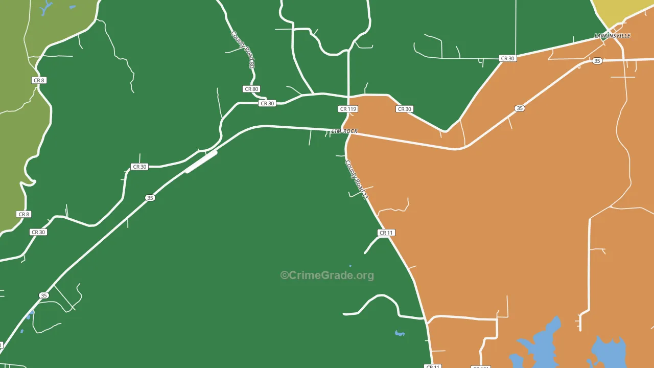 Lim Rock, AL Map of Robbery Rates
