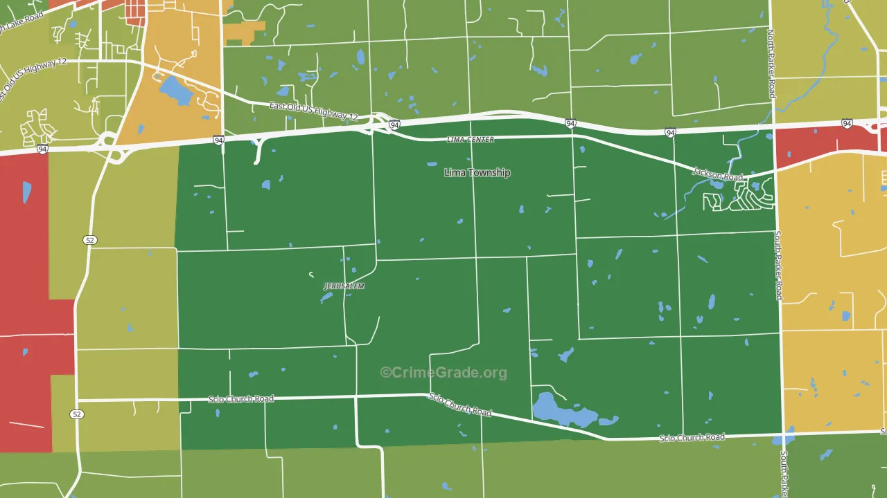 Lima Center, MI Map of Robbery Rates