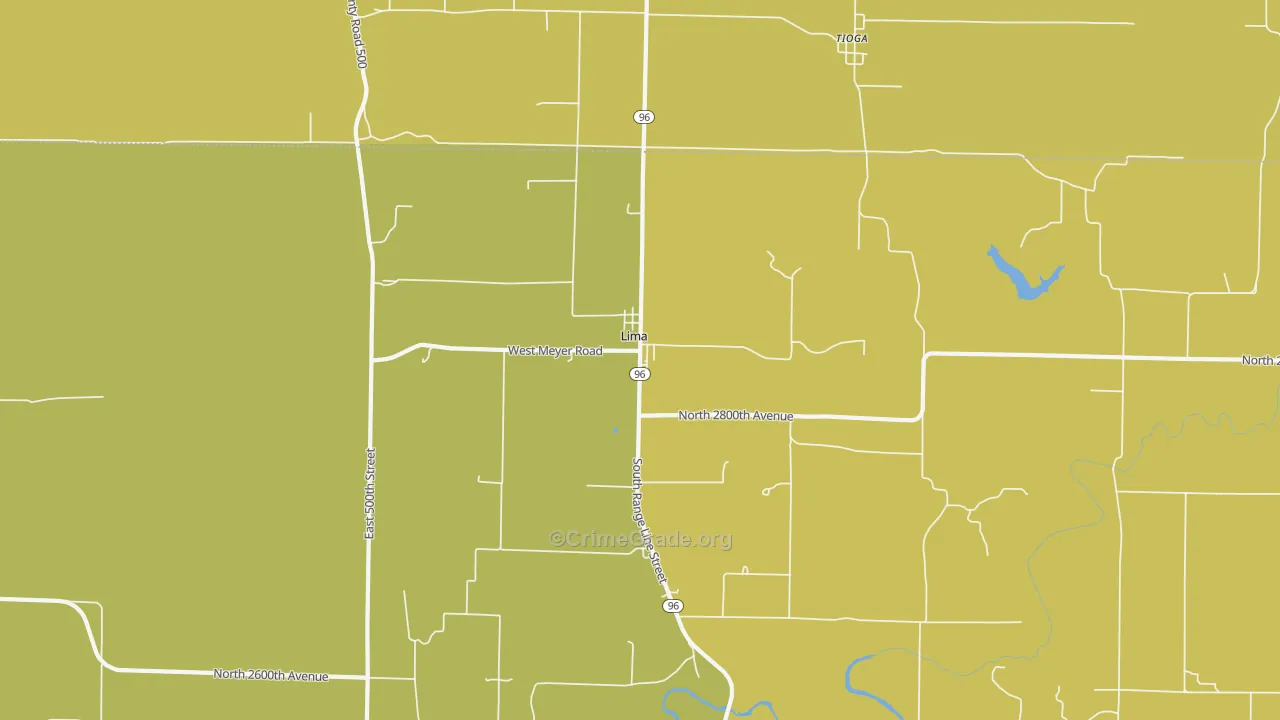 Lima, IL Map of Robbery Rates