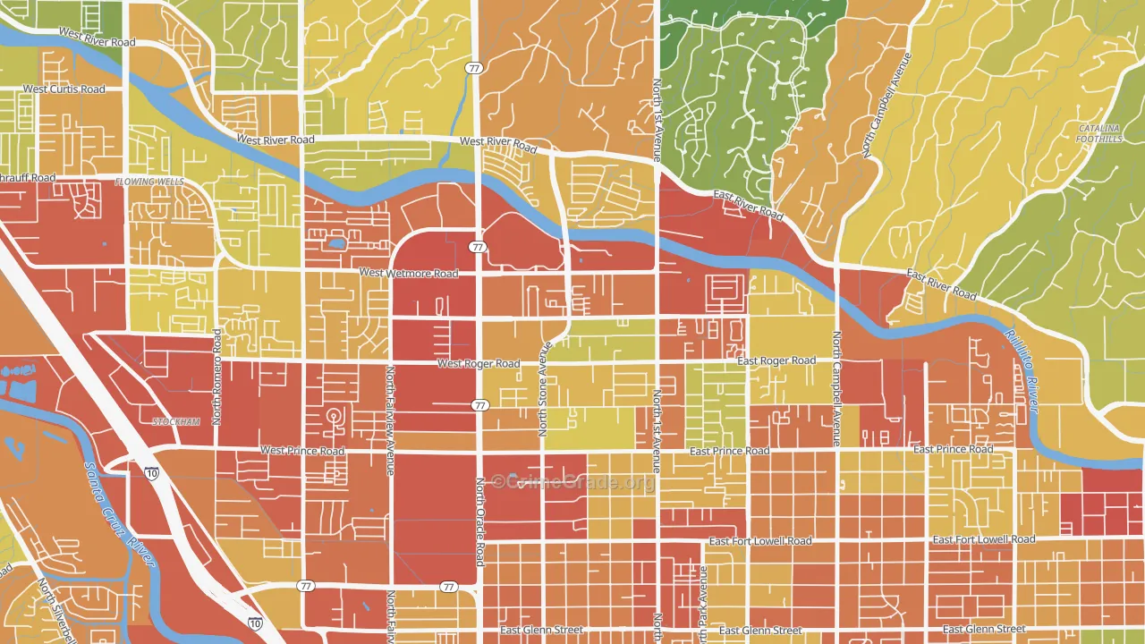 Limberlost, Tucson, AZ Map of Robbery Rates