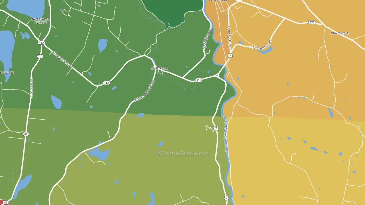 Lime Rock, CT Map of Robbery Rates