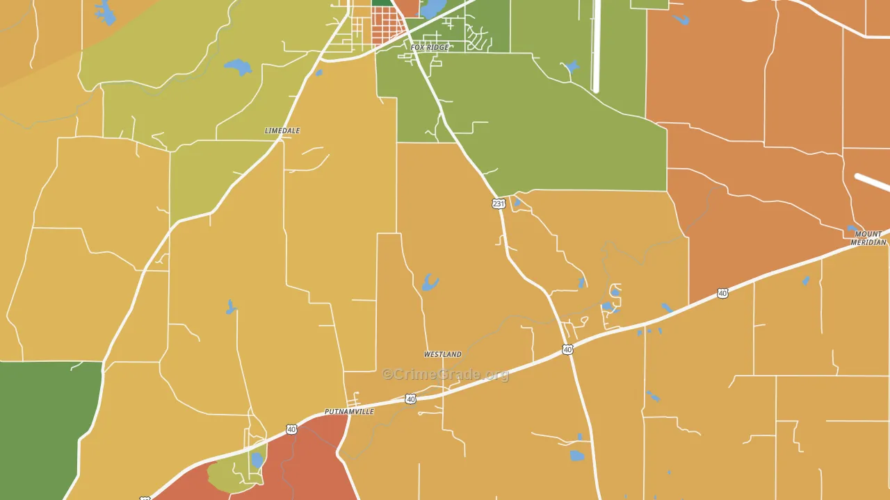 Limedale, IN Map of Robbery Rates