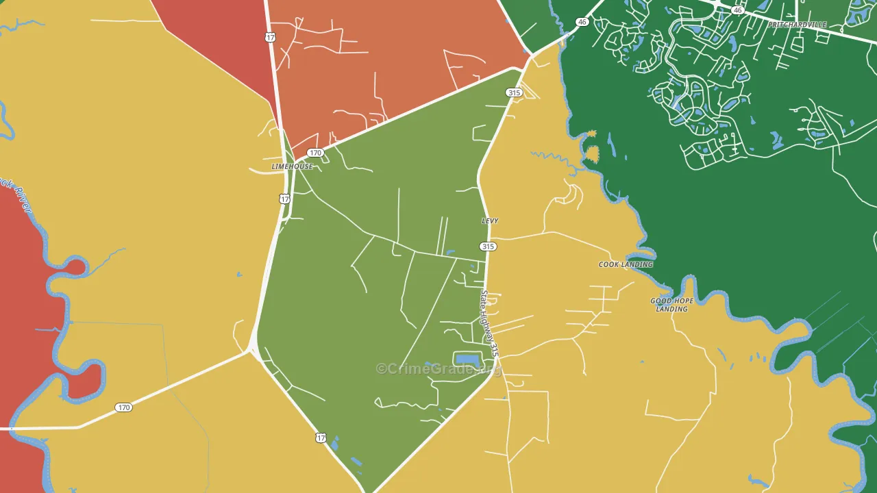 Limehouse, SC Map of Robbery Rates