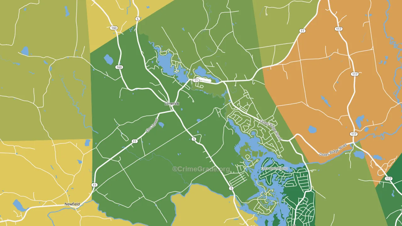 Limerick, ME Map of Robbery Rates