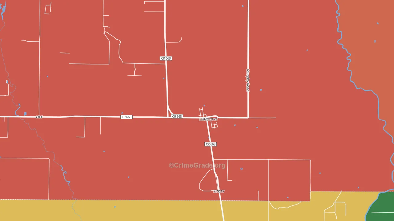 Limestone, FL Map of Robbery Rates