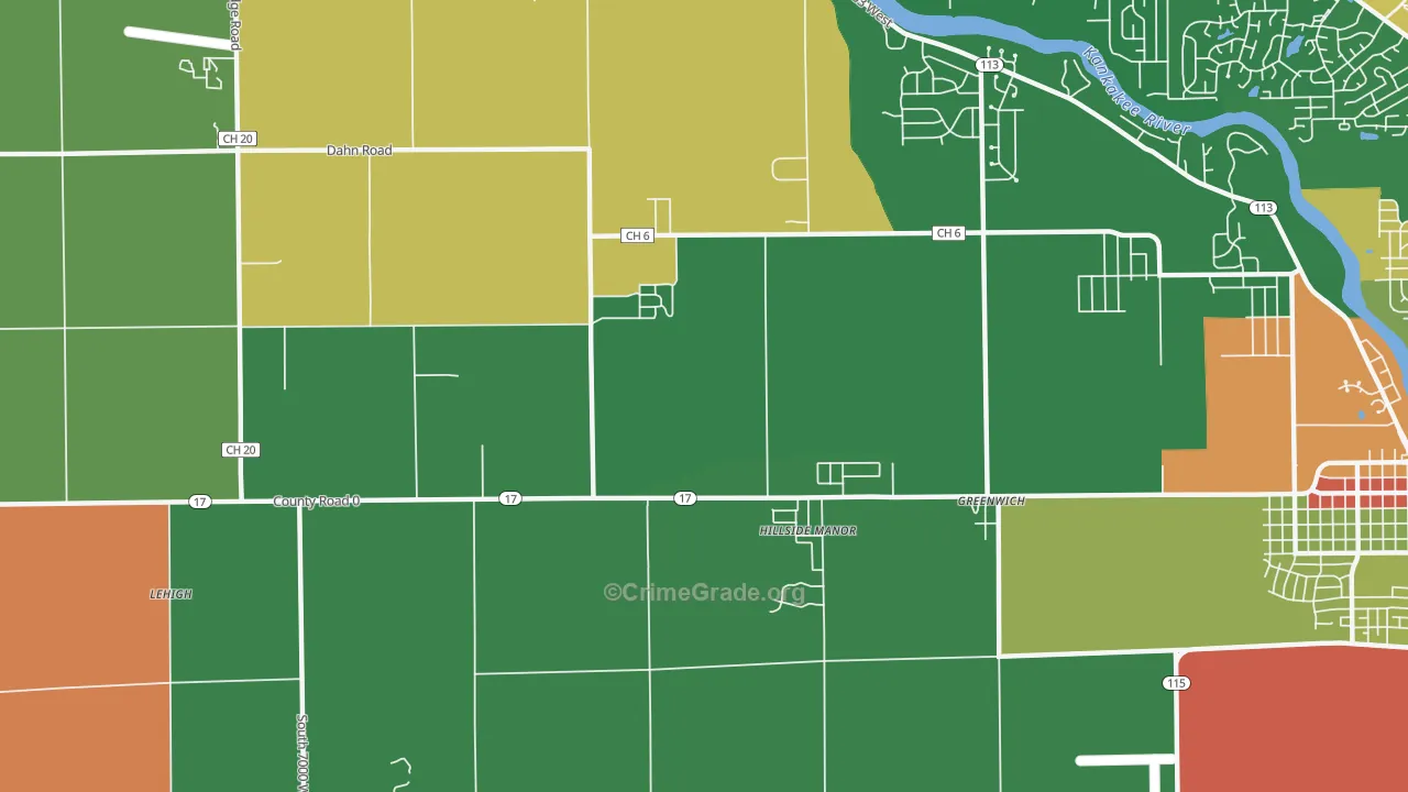 Limestone, IL Map of Robbery Rates