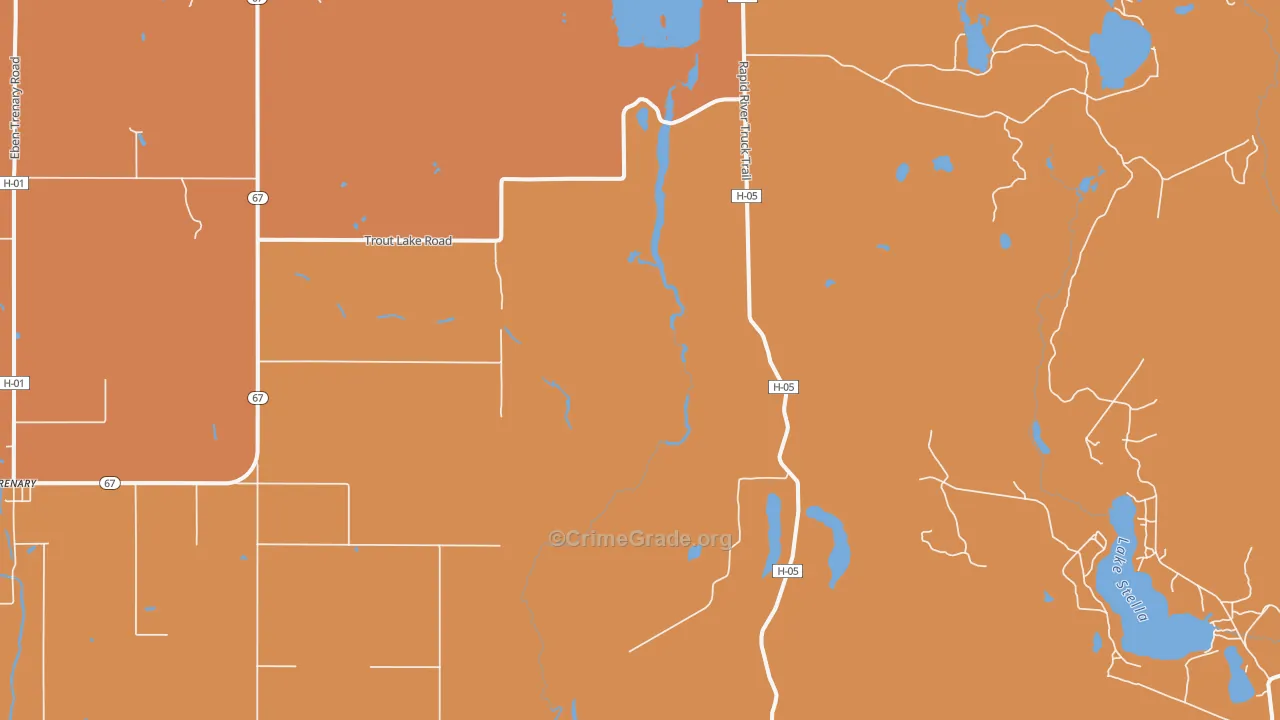 Limestone, MI Map of Robbery Rates