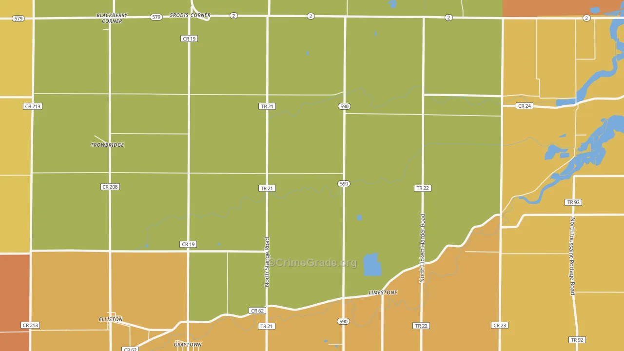 Limestone, OH Map of Robbery Rates