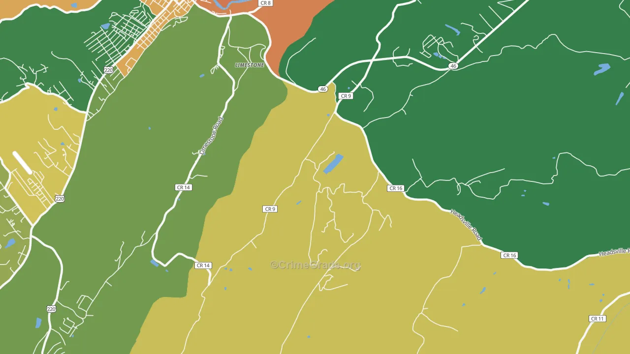 Limestone, WV Map of Robbery Rates