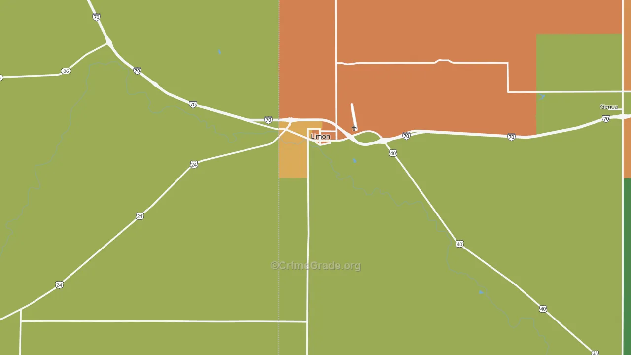 Limon, CO Map of Robbery Rates