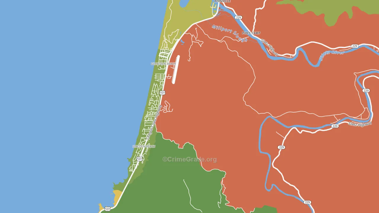 Lincoln Beach, OR Map of Robbery Rates