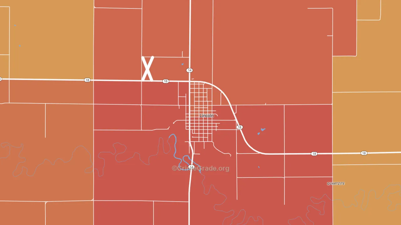 Lincoln Center, KS Map of Robbery Rates