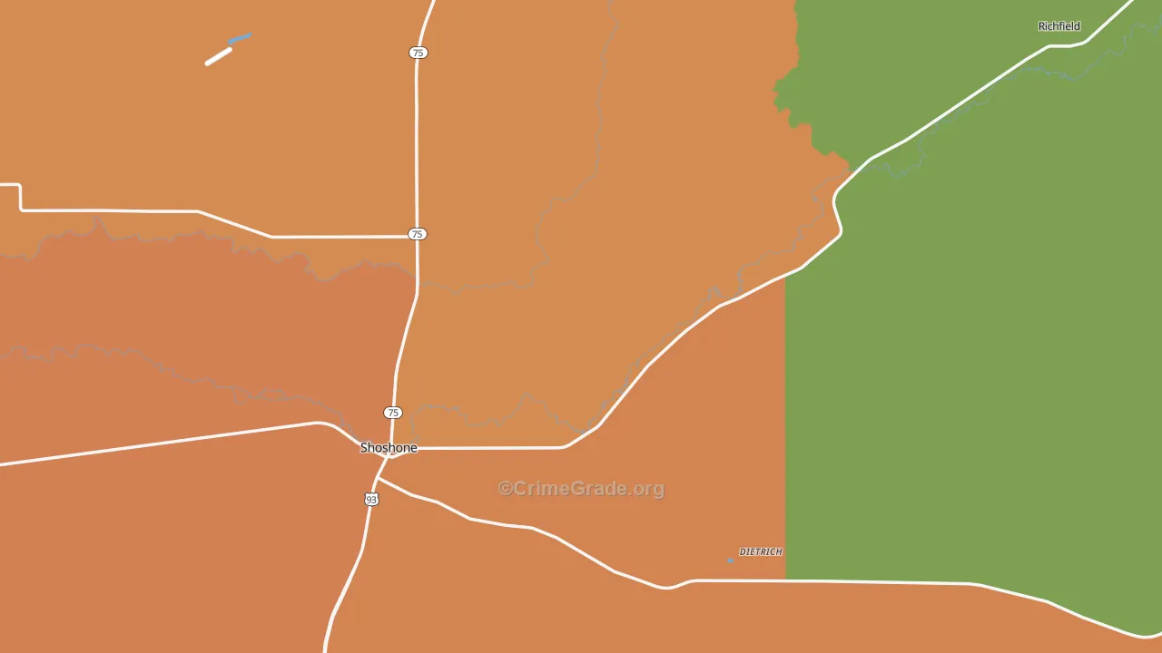 Lincoln County, ID Map of Robbery Rates
