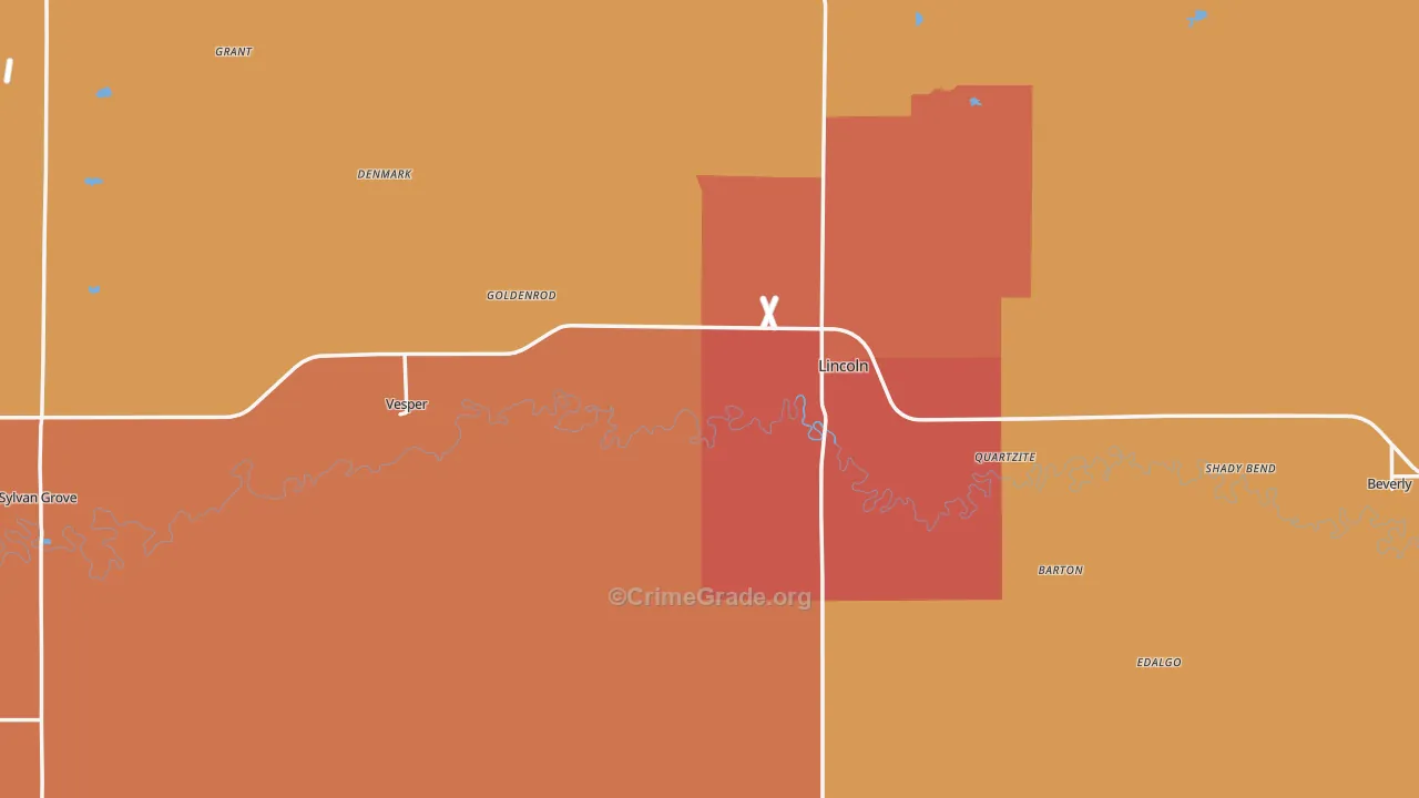 Lincoln County, KS Map of Robbery Rates
