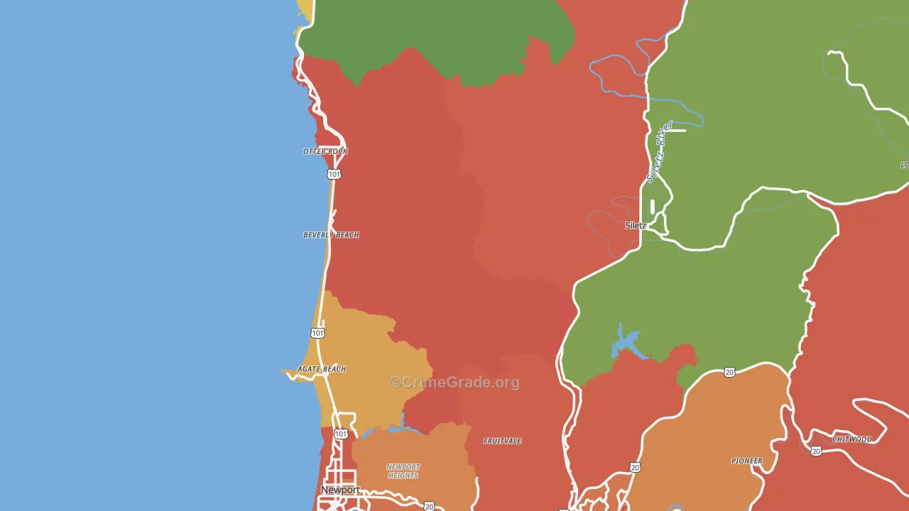 Lincoln County, OR Map of Robbery Rates