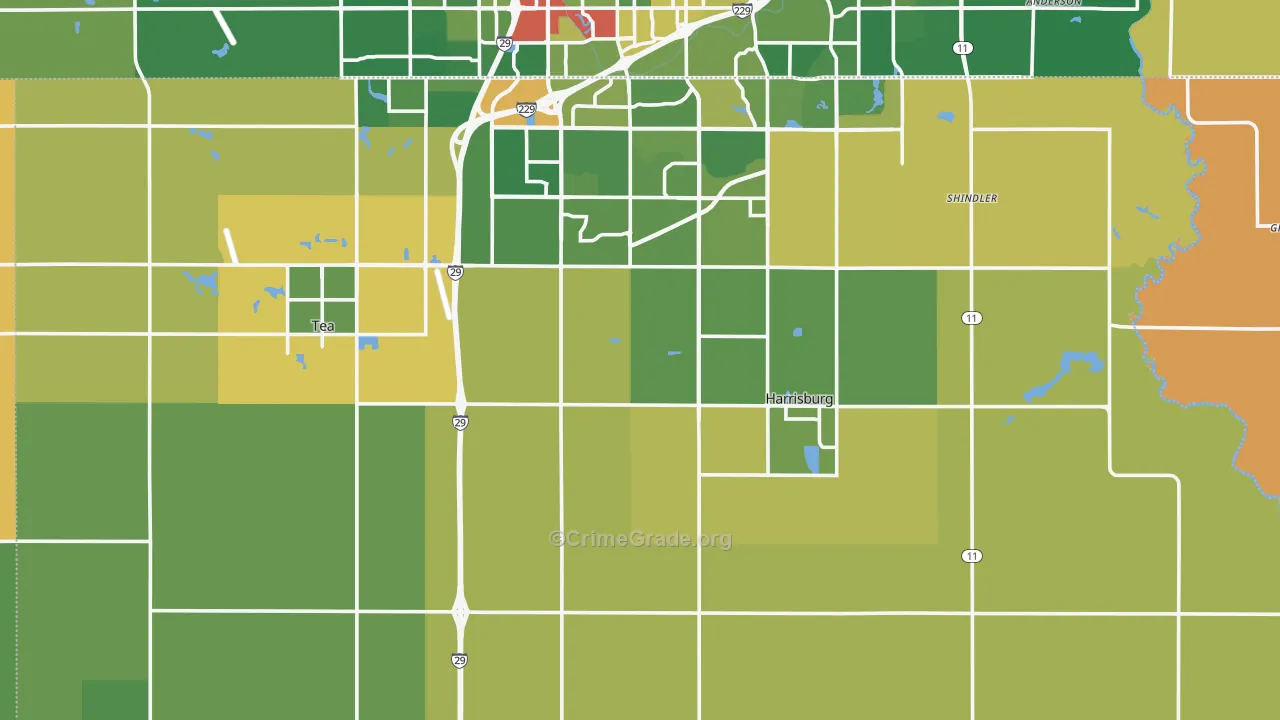 Lincoln County, SD Map of Robbery Rates