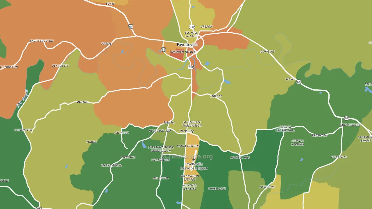 Lincoln County, TN Map of Robbery Rates