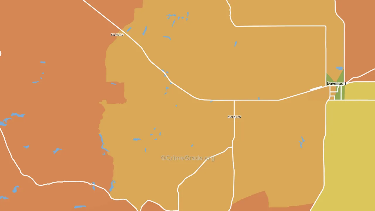 Lincoln County, WA Map of Robbery Rates