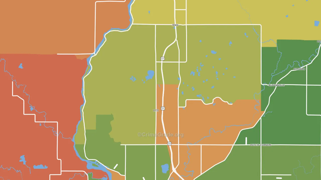Lincoln County, WI Map of Robbery Rates