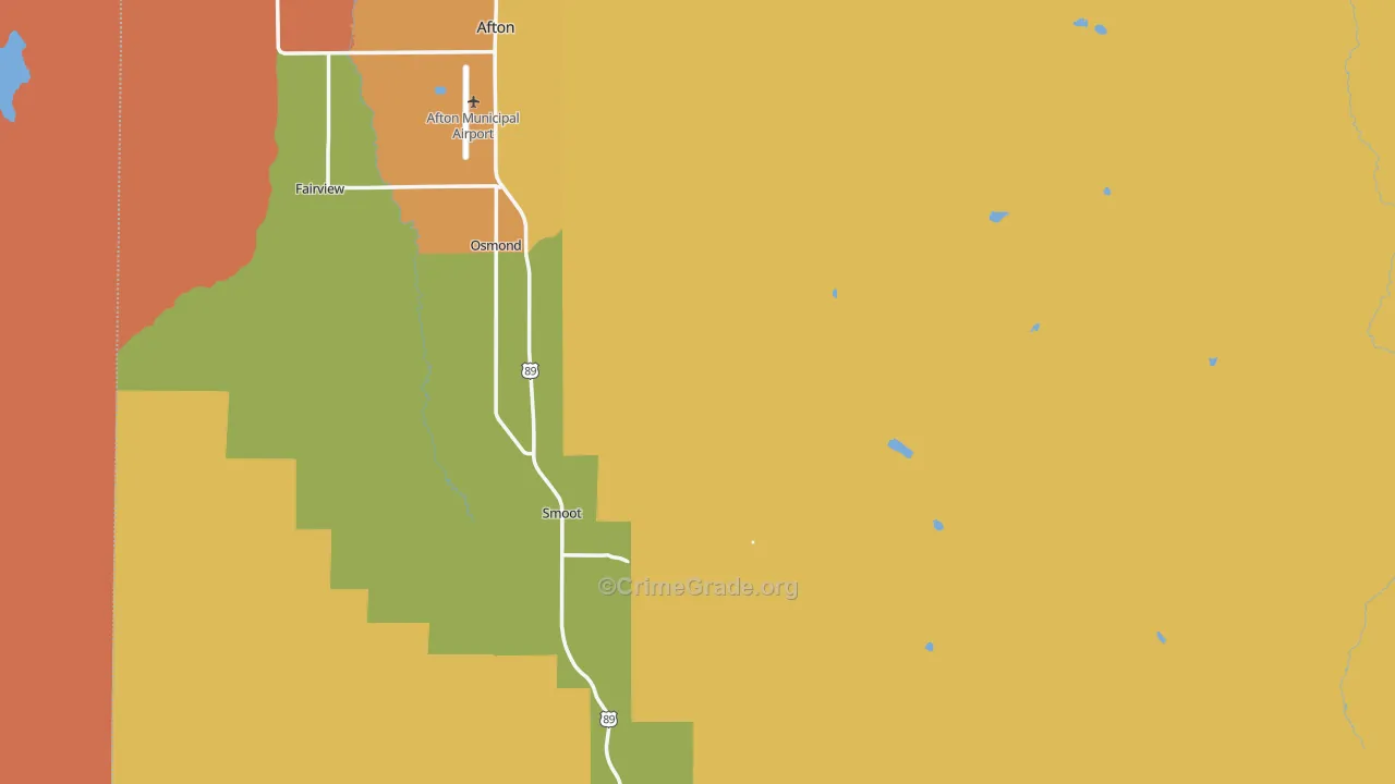 Lincoln County, WY Map of Robbery Rates