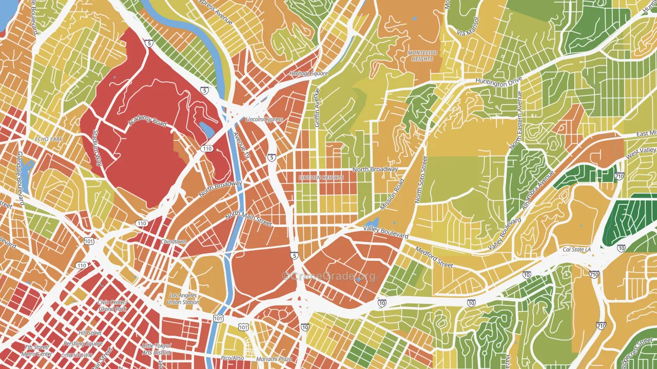 Lincoln Heights, Los Angeles, CA Map of Robbery Rates