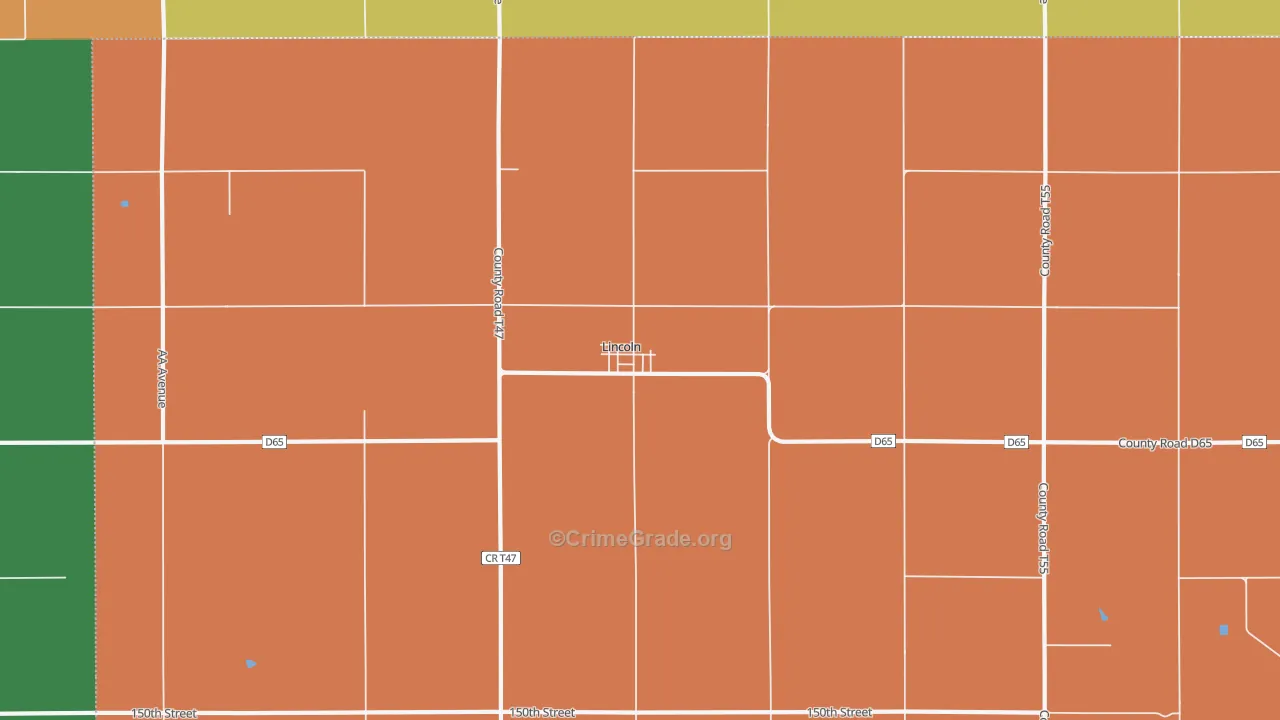 Lincoln, IA Map of Robbery Rates