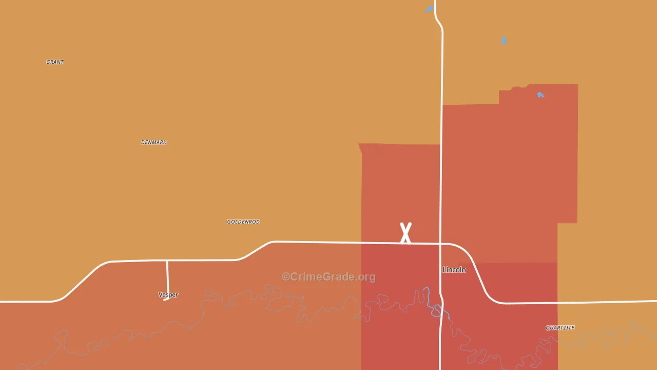 Lincoln, KS Map of Robbery Rates