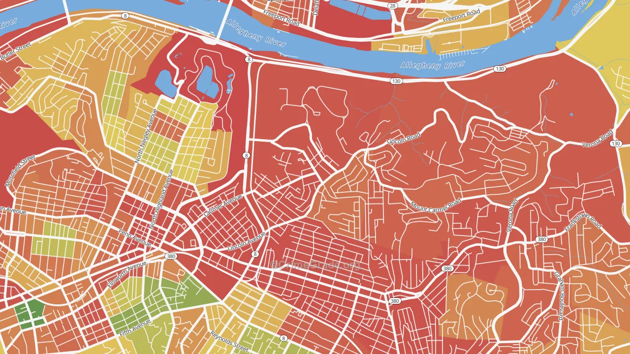 Lincoln-Lemington-Belmar, Pittsburgh, PA Map of Robbery Rates